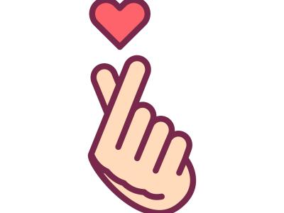 Tegning af hånd, der laver hjerte-tegn.